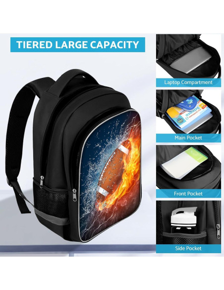 Mochila Escolar TILYTADLY Fútbol Americano 43 cm 20 Litros