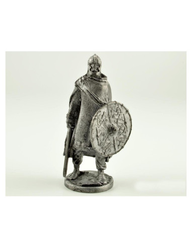Escultura metálica vikinga Jarl 54mm en miniatura