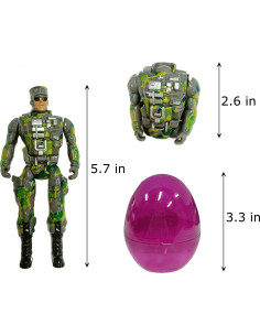 4 Huevos de Pascua con Juguetes Soldado PRAABDC 8,26 cm 2