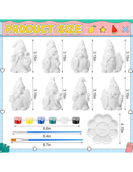 Kit de Pintura Gnomos Cerámica PullCrease 8 Piezas