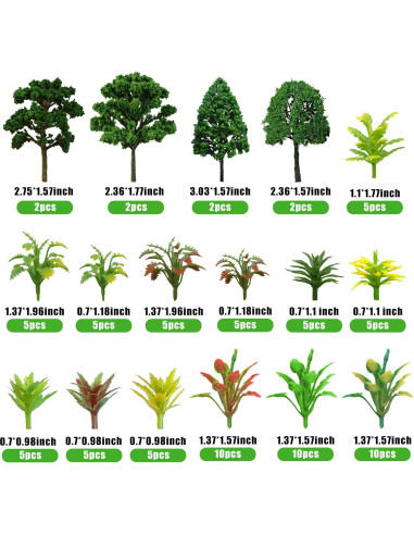 88 Piezas Árboles Miniatura Verde Natural MOMOONNON