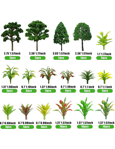 88 Piezas Árboles Miniatura Verde Natural MOMOONNON