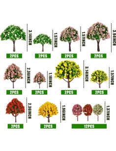 Conjunto de 32 Árboles Falsos MOMOONNON 3.5-10cm Verde 2