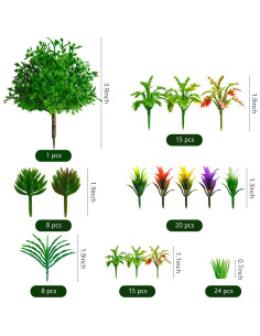 91 Árboles Miniatura Mezclados MYUE para Diorama y Ferrocarril 2