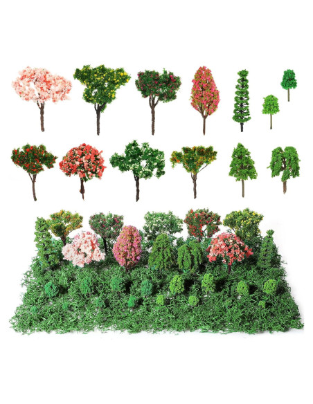 28 Árboles Miniatura Canlierr con Musgo Falso 40g