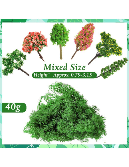 28 Árboles Miniatura Canlierr con Musgo Falso 40g