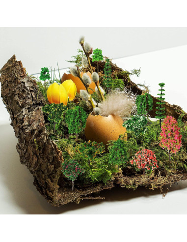 28 Árboles Miniatura Canlierr con Musgo Falso 40g