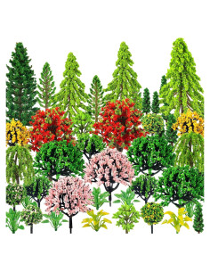 38 Piezas Mini Árboles de Modelo Coloridos QUOZUO 3-9 cm