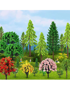 38 Piezas Mini Árboles de Modelo Coloridos QUOZUO 3-9 cm 2