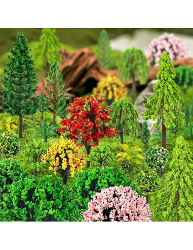 38 Piezas Mini Árboles de Modelo Coloridos QUOZUO 3-9 cm