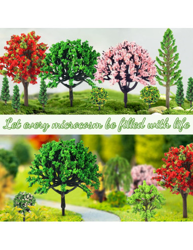 38 Piezas Mini Árboles de Modelo Coloridos QUOZUO 3-9 cm