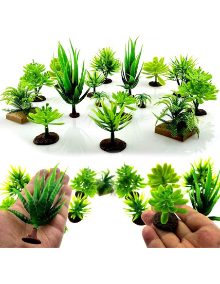 16 Árboles Miniatura de Plástico SaktopDeco para Diorama 2.5-12cm