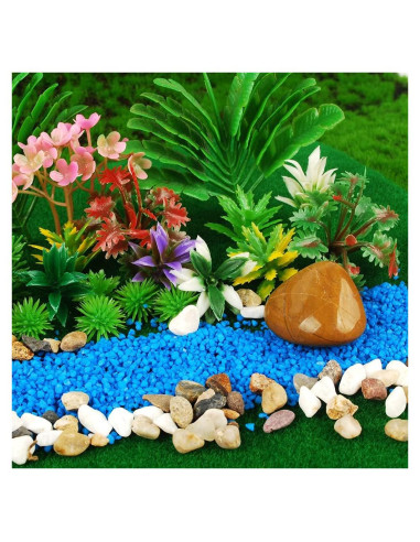 NWFashion 130PCS Árboles Miniatura + Piedra y Arena Jardín