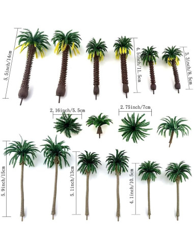 16 Piezas Árboles de Coco Tropical SaktopDeco 2.5-12cm