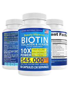 Suplemento de Biotina, Colágeno y Queratina - 60 Cápsulas