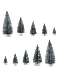 10 Árboles Miniatura de Cedro Verde con Nieve Alblinsy