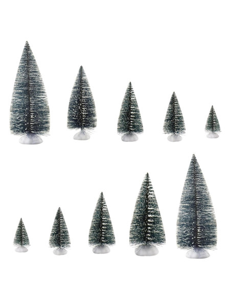 10 Árboles Miniatura de Cedro Verde con Nieve Alblinsy