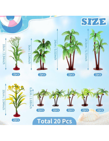 20 Mini Palmeras de Coco Vhxmaizxn para Diorama 6-15 cm