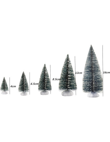 10 Árboles Miniatura de Cedro Verde con Nieve Alblinsy