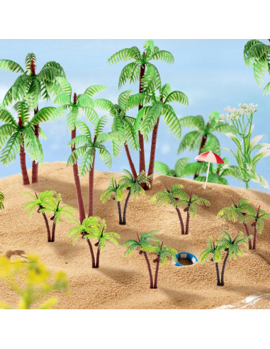 20 Mini Palmeras de Coco Vhxmaizxn para Diorama 6-15 cm