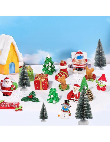 10 Árboles Miniatura de Cedro Verde con Nieve Alblinsy