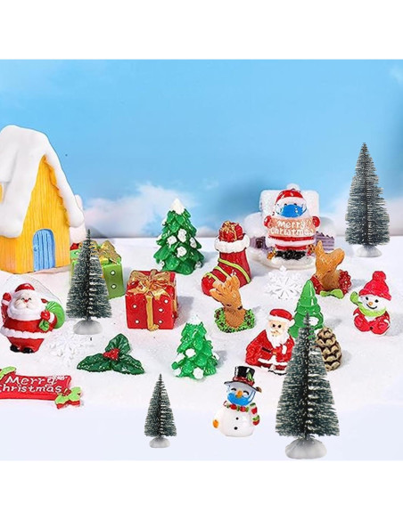 10 Árboles Miniatura de Cedro Verde con Nieve Alblinsy