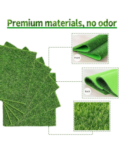 4 Paquetes de Césped Falso 15x15 cm KAEZDD para Manualidades