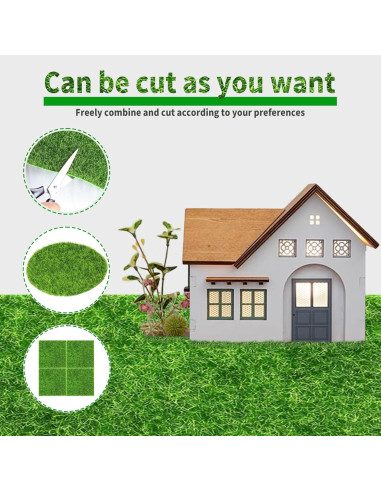 4 Paquetes de Césped Falso 15x15 cm KAEZDD para Manualidades