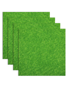 4PCS Césped Artificial Verde 15x15cm para Manualidades DIY