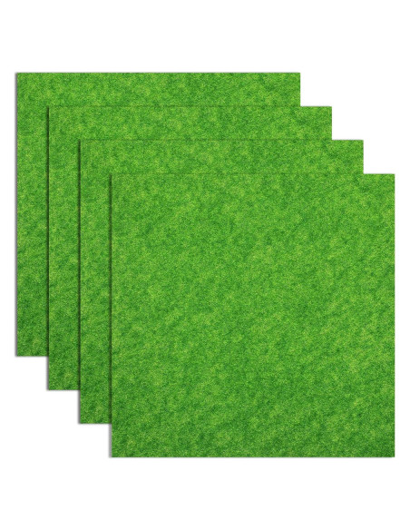 4PCS Césped Artificial Verde 15x15cm para Manualidades DIY
