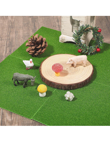 4PCS Césped Artificial Verde 15x15cm para Manualidades DIY