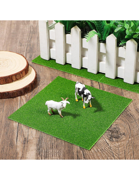 4PCS Césped Artificial Verde 15x15cm para Manualidades DIY