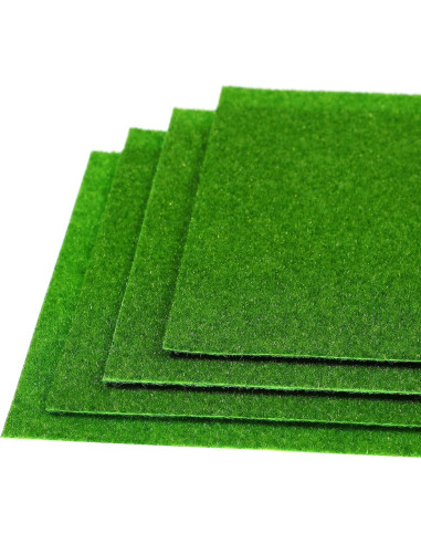 4PCS Césped Artificial Verde 15x15cm para Manualidades DIY