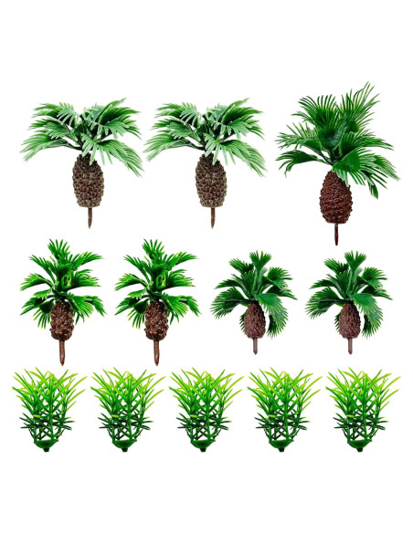 Cayway 12 PCS Árboles Palma de Coco y Césped Miniatura
