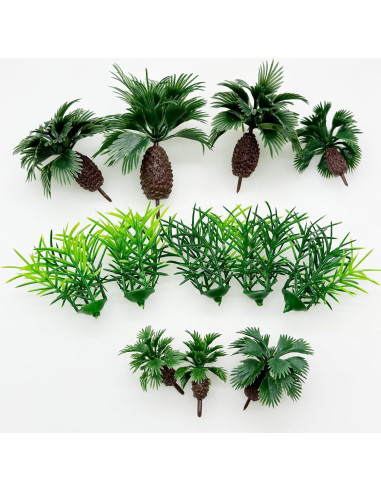Cayway 12 PCS Árboles Palma de Coco y Césped Miniatura