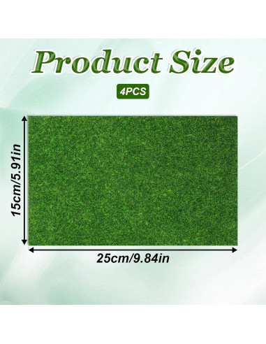 4 Paquetes de Césped Artificial 15 x 25 cm Decoración DIY