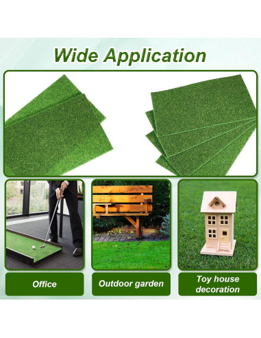 4 Paquetes de Césped Artificial 15 x 25 cm Decoración DIY