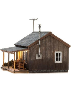 Cabaña Rústica Woodland Scenics Escala N con Luz LED 2