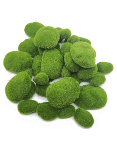 Rocas de Musgo Artificial TIHOOD 40PCS Verde Decoración