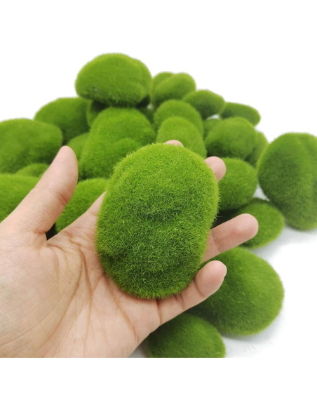 Rocas de Musgo Artificial TIHOOD 40PCS Verde Decoración