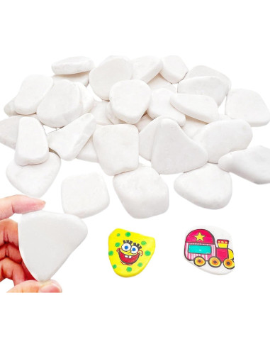 20 Piedras para Pintar Blancas Lifetop 3-5 cm Suaves DIY