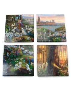 Juego de Posavasos de Vidrio 101 Dálmatas Trend Setters - Soporte de Madera