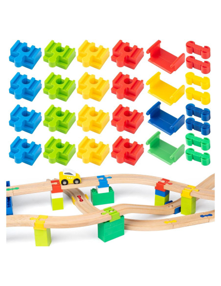 Accesorios de Pista de Tren de Madera 28 Piezas Compatible