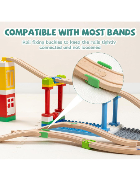 Accesorios de Pista de Tren de Madera 28 Piezas Compatible