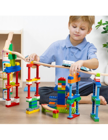 Accesorios de Pista de Tren de Madera 28 Piezas Compatible