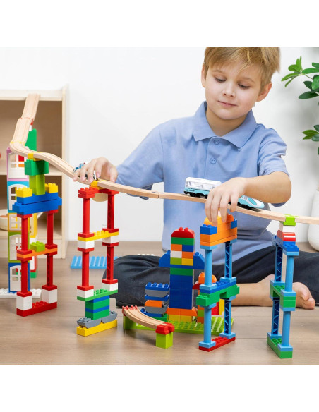 Accesorios de Pista de Tren de Madera 28 Piezas Compatible