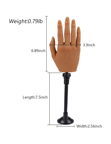 Mano de Práctica para Uñas Acrílicas KnowU Derecha 21.8x13.2cm