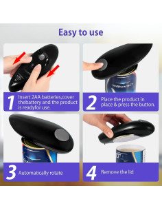 Abrelatas Eléctrico Automático Genérico Negro - Corte Suave 2