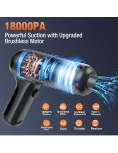 Aspiradora de Mano Inalámbrica MARLALL LT-126 18000Pa Gris 2