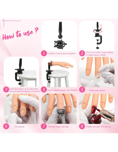 Mano de Práctica para Uñas Acrílicas SARO-UP Nude 30 cm